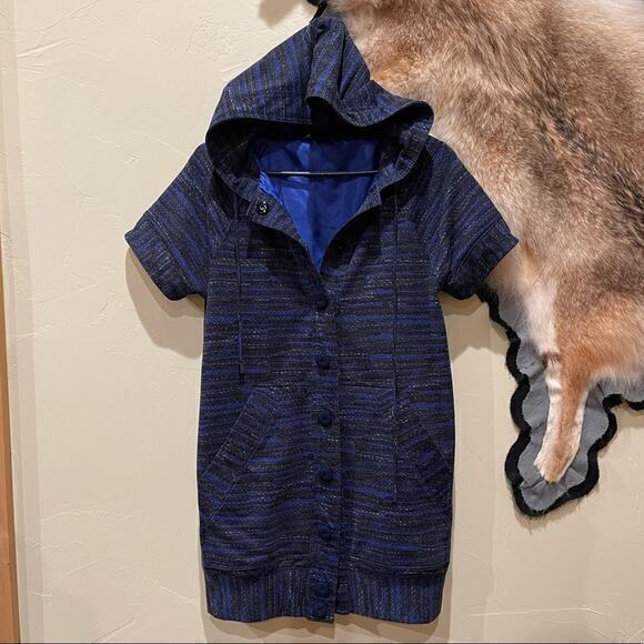 Vintage Marc Jacobs XS Short Sleeve Hoodie Jacket Tunic Purple Coat - Picture 1 of 6